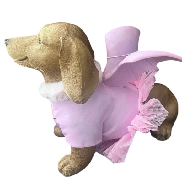 Halloween Pink Dachshund with Bat Costume & Pink Tutu Figurine Figure 9.5" - Picture 4 of 4